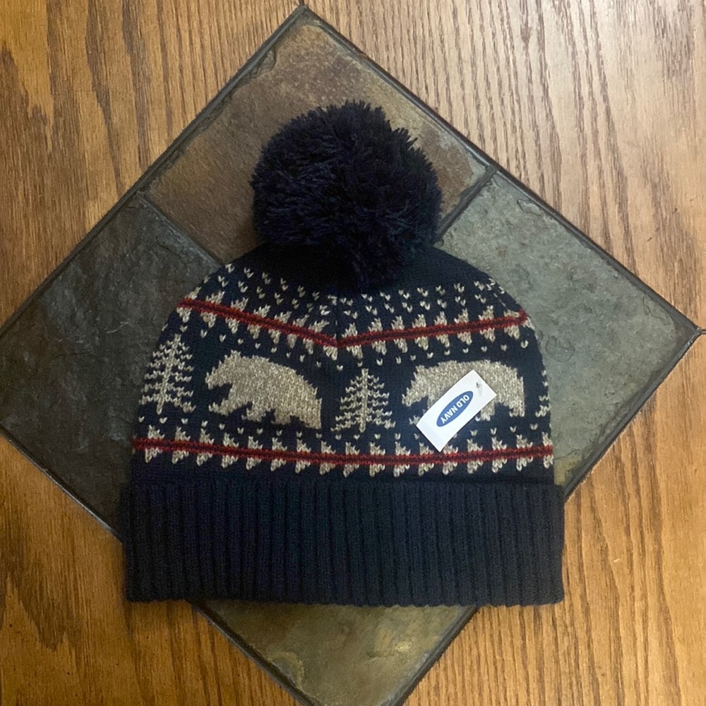 Old Navy Beanie Hat - Bear & Tree Design